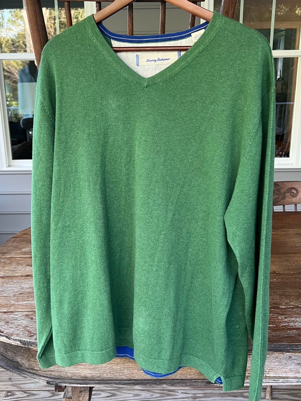 Tommy Bahama Men’s Green Cotton Cashmere Blend V-Neck Sweater XL